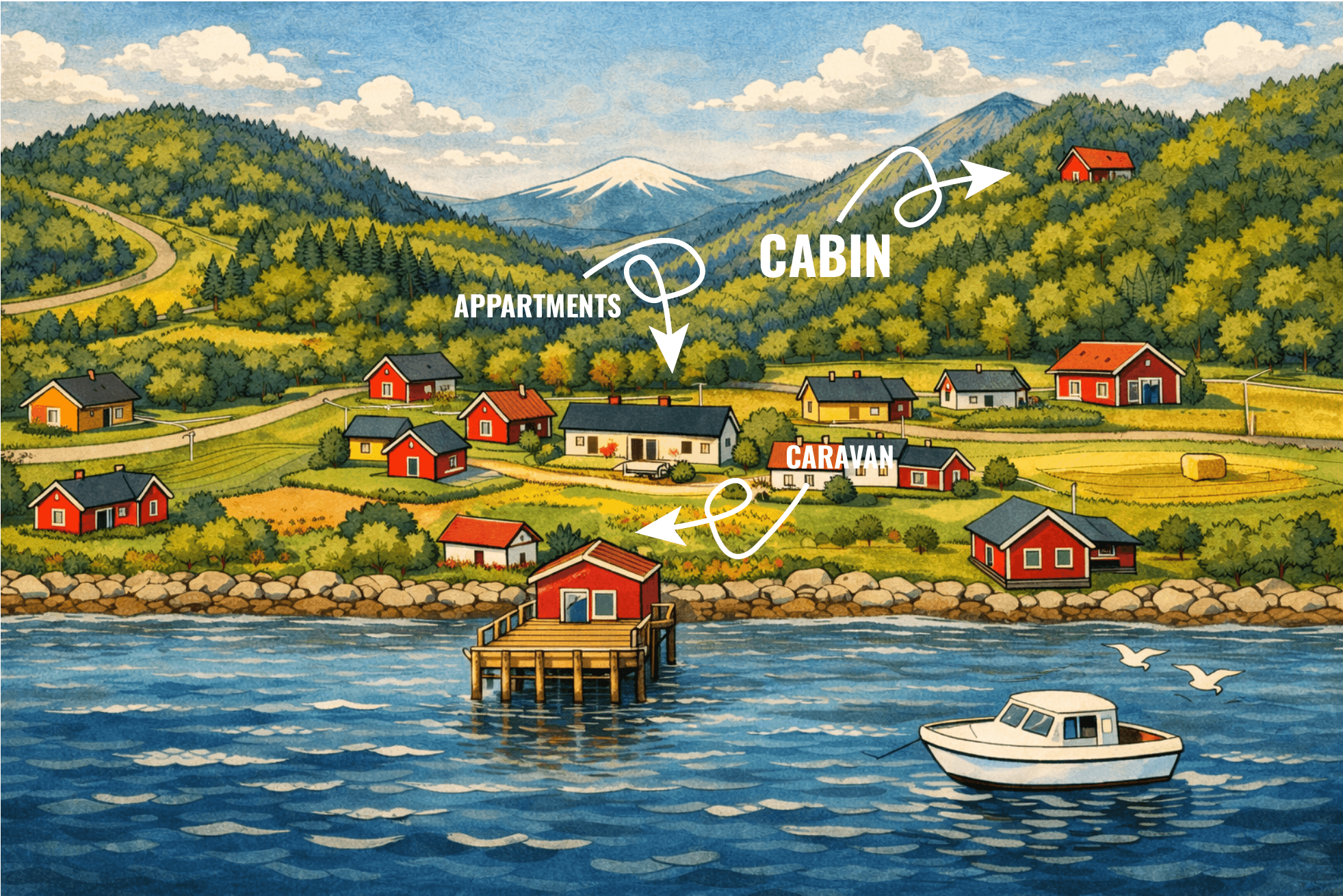 Illustrated map of Jøvika Lodge